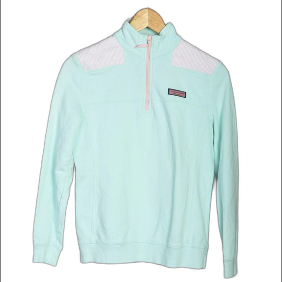 Vineyard Vines Tops - Vineyard Vines, 1/4 Zip, Mint Green, Sweatshirt, Size XS